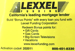 Lexxel Funding Bonus Point card